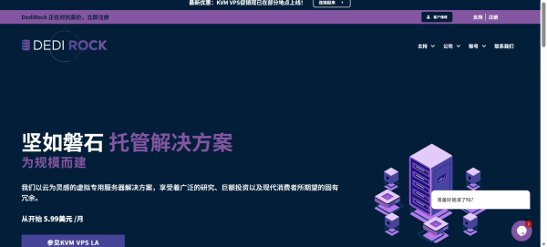 Dedirock：美国洛杉矶/纽约便宜VPS仅需$6.75/年，提供IPv4且完美解锁美区TikTok/ChatGPT等